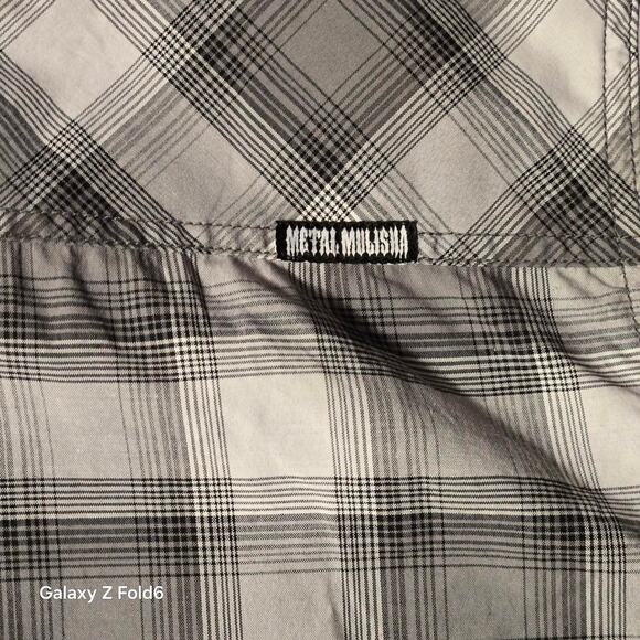 Metal Mulisha grey and white button up shirt size small - Picture 7 of 7